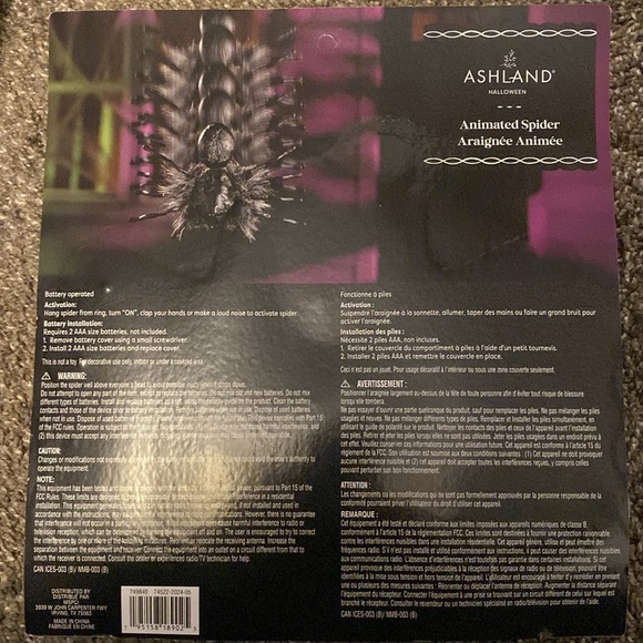 Ashland Halloween Decor 1 Spider Pillow 2 Fabric Spiders & 1 Animated Spider NEW - Picture 5 of 6